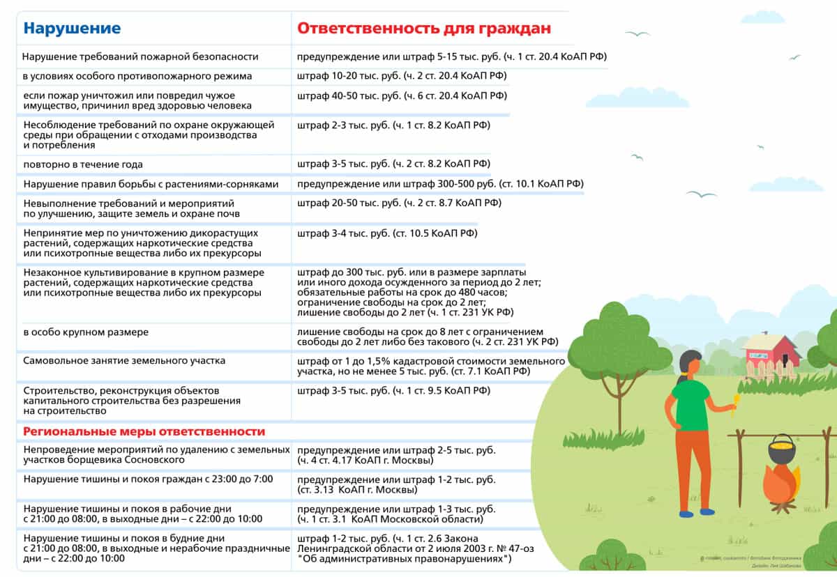 Ответственность за несоблюдение пожарной безопасности на дачных участках