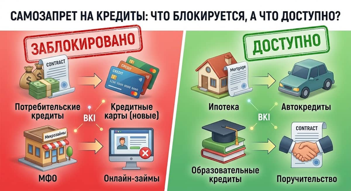 Что блокирует самозапрет на кредиты, а что - нет